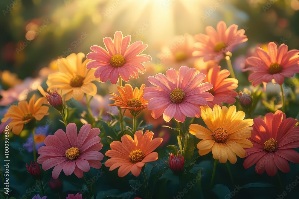 beautiful summer flowers basking in the solstice sun vibrant colors illuminated by golden light capturing the essence of midsummer joy and natures bounty in a lush blooming setting beautiful summer flowers basking in the solstice sun vibrant colors illuminated by golden light capturing the essence of midsummer joy and natures bounty in a lush blooming setting
