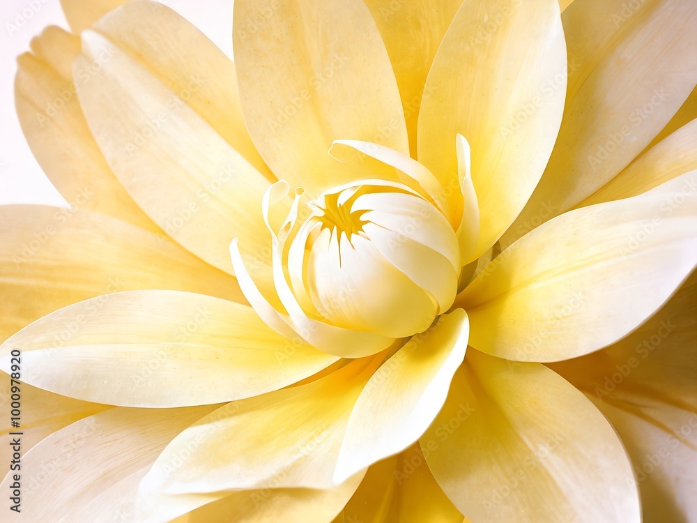 Fototapeta premium Soft Yellow Flower in Full Bloom, Radiating Elegance with Delicate Petals and a Gentle Glow