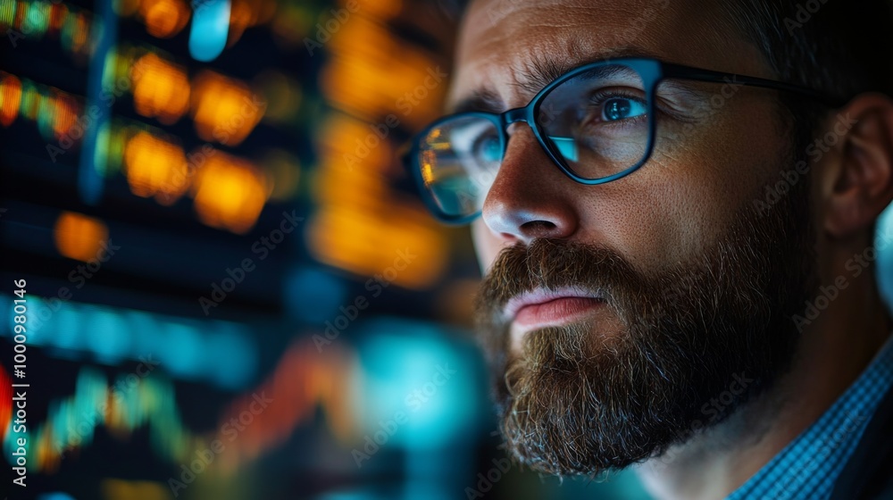 Stock Market Analyst Observing Data Charts Stock Market Analyst Observing Data Charts