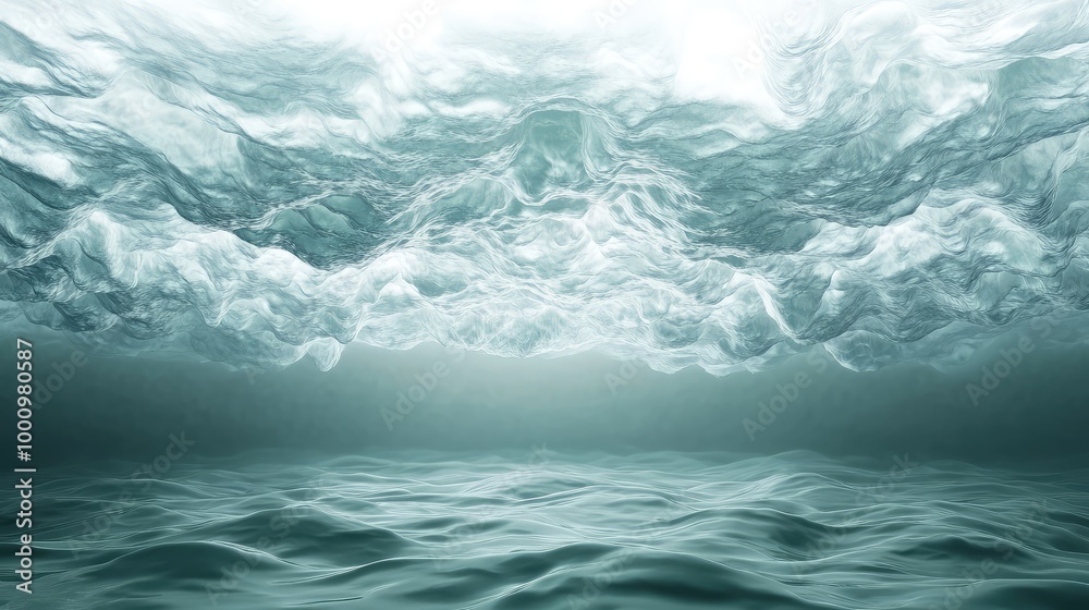 Fototapeta premium A minimalist 3D depiction of an abstract water bottom with layered textures, reflecting a tranquil underwater environment