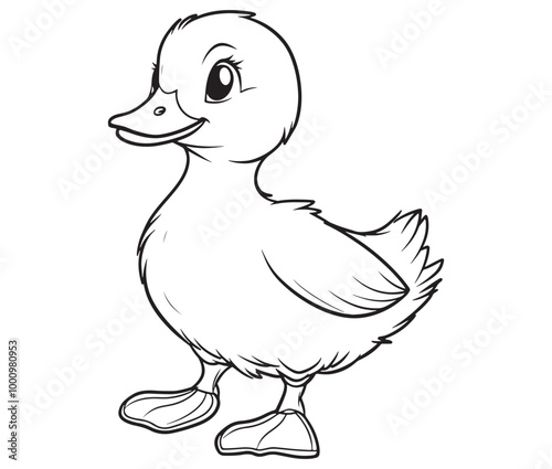 Duck and ducklings, Outline baby duck, Cute baby duck vector