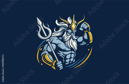 Poseidon logo vector icon illustration