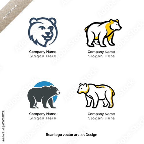 Honey Loving Bear & Solo Bear  Logo Vector Art Set Design