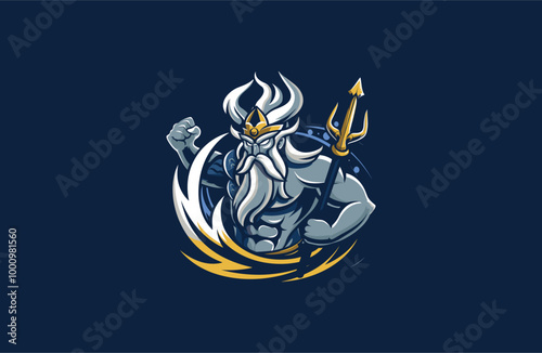 Poseidon logo vector icon illustration