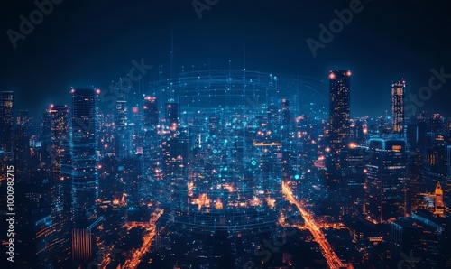 Futuristic Software Development for IoT in a Smart City at Night Highlighting Hands-on Coding and Urban Technology Integration, Generative AI