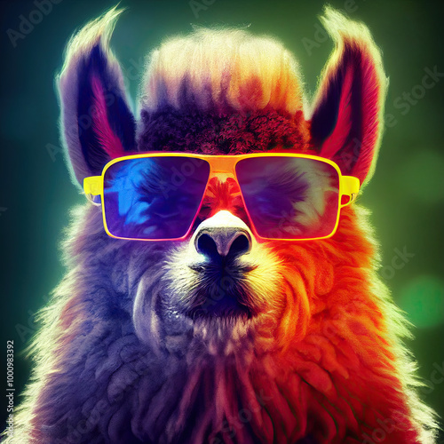 Beautiful Wallpaper with a Llama Design, Ideal Alpaca Poster or Graphic Resource for Creative Project, Ai Generative