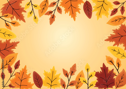 fall leaf border background vector illustration autumn frame template for banners presentations