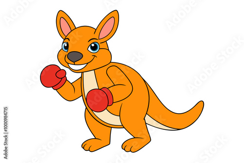 Kangaroo Boxing with Big Grin Animal Clipart Vector Illustration