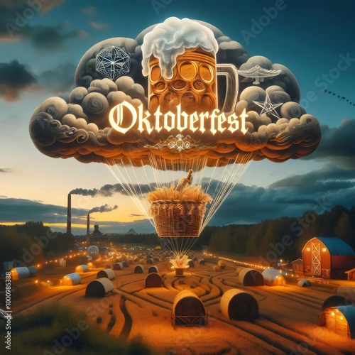 3d rendered illustration of an Bavarian beer festival. Тemplate for  logo design,  poster, banner. photo