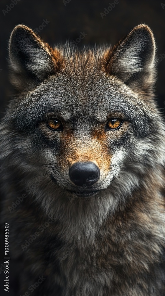 Close Up Portrait of a Wolf with Intense Eyes Close Up Portrait of a Wolf with Intense Eyes