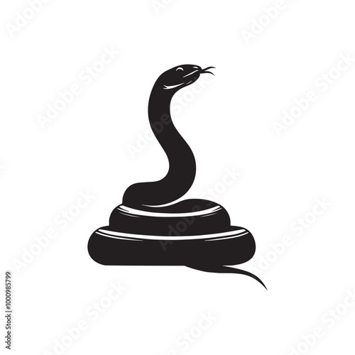 Snake Vector illustration in black and white - Snake Reptile silhouette Design
 photo