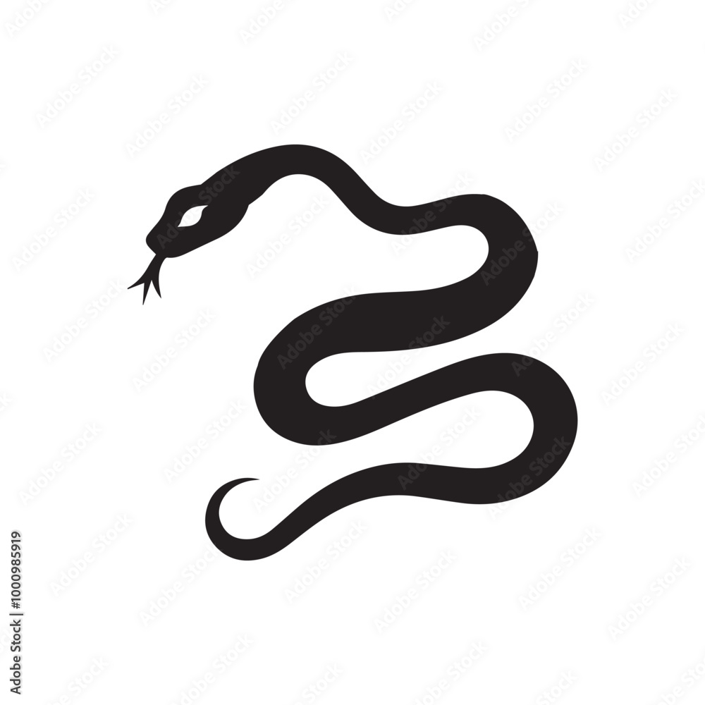 Fototapeta premium Snake Vector illustration in black and white - Snake Reptile silhouette Design 