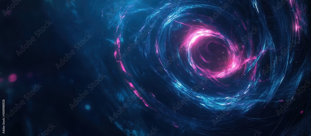 Abstract Cosmic Vortex with Neon Pink and Blue Swirls in a Dark Space Background Abstract Cosmic Vortex with Neon Pink and Blue Swirls in a Dark Space Background