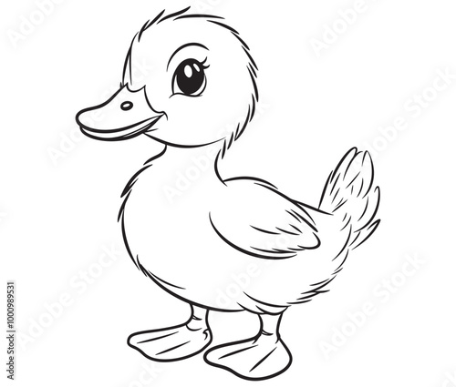 Duck and ducklings, Outline baby duck, Cute baby duck vector