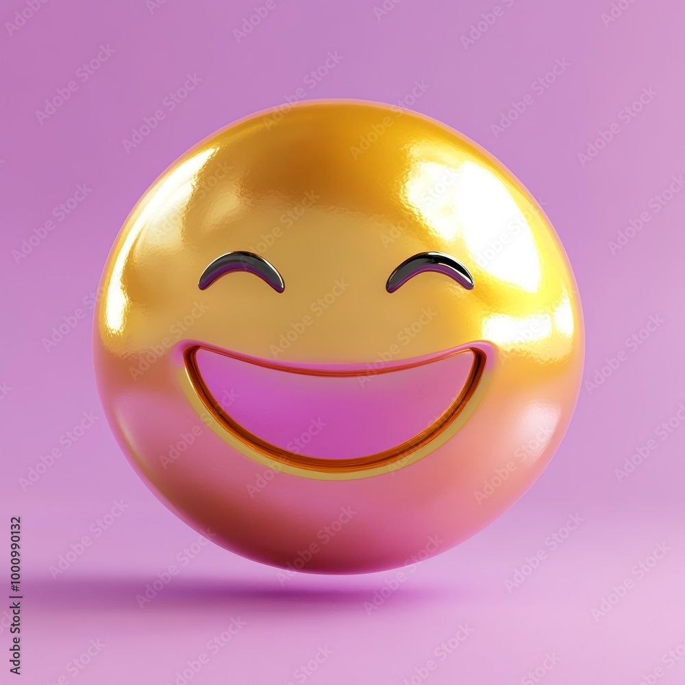 A vibrant, 3D-rendered smiling emoji on a purple background perfect for social media, online communications, digital marketing, or emoticon collections, Use to convey happiness, joy, or positivity, A vibrant, 3D-rendered smiling emoji on a purple background perfect for social media, online communications, digital marketing, or emoticon collections, Use to convey happiness, joy, or positivity,