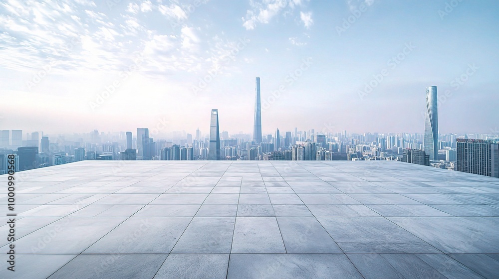 Fototapeta premium Urban Skyline View from Elevated Perspective