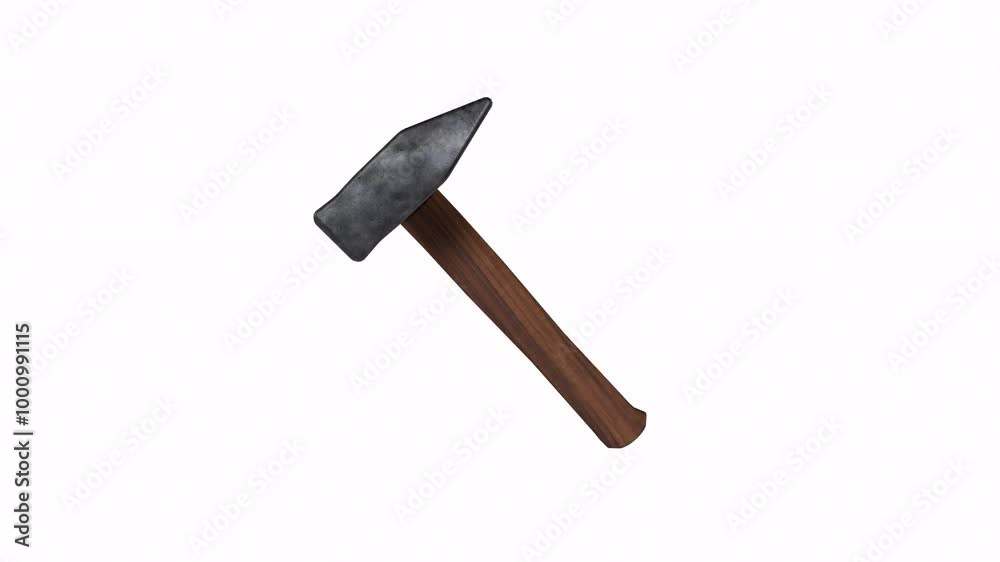 3D rendering of a wooden-handled hammer with a metal head 3D rendering of a wooden-handled hammer with a metal head