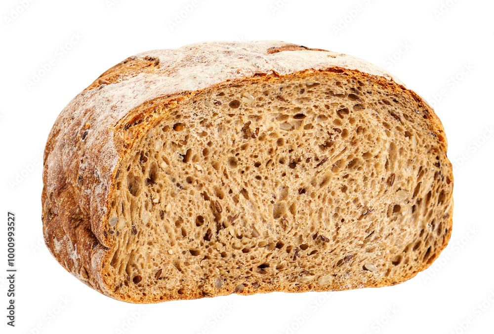 Loaf of wholegrain wheat bread isolated on white background. Loaf of wholegrain wheat bread isolated on white background.