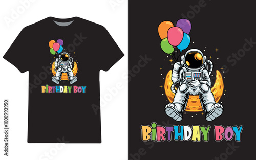 Astronaut birthday boy t-shirt design