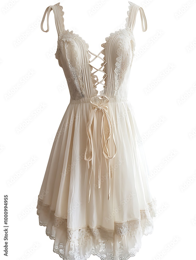 Elegant White Lace Dress with a Deep V-Neckline and a Fitted Waist. Elegant White Lace Dress with a Deep V-Neckline and a Fitted Waist.
