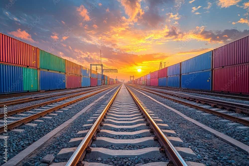 Efficient Transportation Solutions: Shipping Containers at Rail Yard Efficient Transportation Solutions: Shipping Containers at Rail Yard
