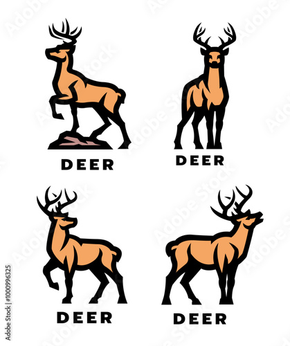 Set of deer logos.