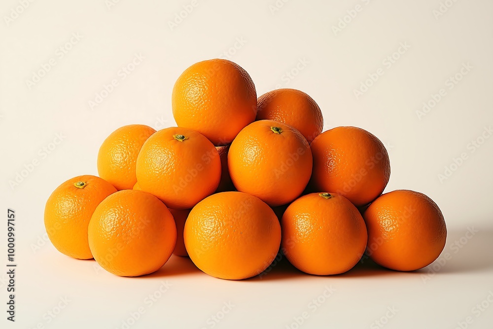 Pile of oranges on a white background, surface Pile of oranges on a white background, surface
