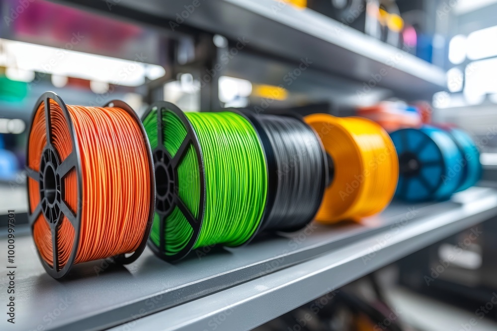 Obraz premium Detailed view of ABS wire plastic for 3D printers highlighting additive technology