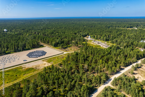 Aerial view of radio telescope restricted area Irbene in Latvia, Europe photo