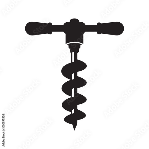 Tool Vector illustration in black and white - Work tool silhouette Clipart Design