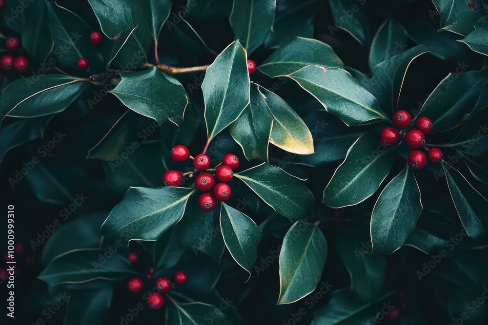 A Close-Up of Red Berries Nestled Among Lush Green Leaves A Close-Up of Red Berries Nestled Among Lush Green Leaves