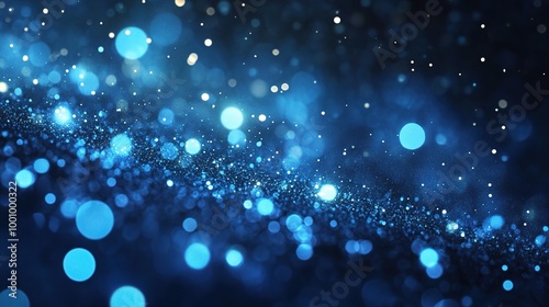 Ethereal Blue Bokeh Background with Sparkling Effect