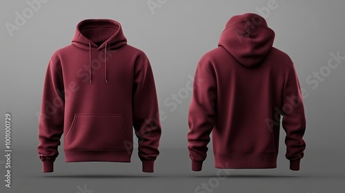 front and back maroon hoodie mock up  photo