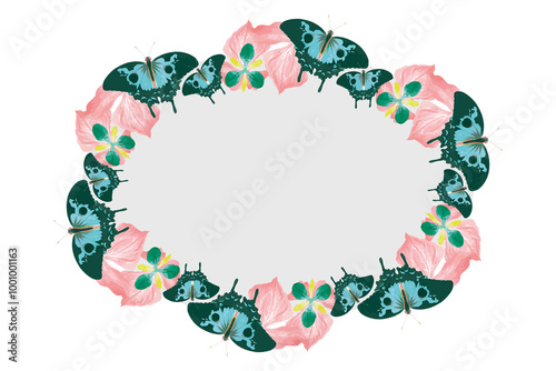 Vintage butterfly pattern png frame, remix from The Naturalist's Miscellany by George Shaw