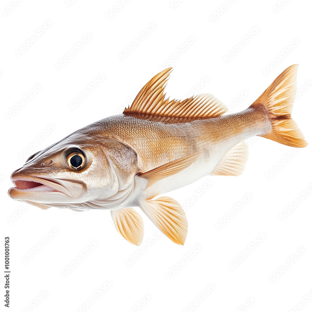 A fresh fish with a streamlined body and delicate features, showcasing its natural colors and textures, isolated on a white background, perfect for culinary or dietary themes. A fresh fish with a streamlined body and delicate features, showcasing its natural colors and textures, isolated on a white background, perfect for culinary or dietary themes.