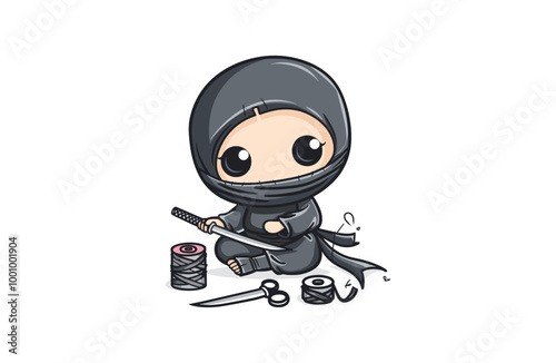 Ninja logo vector icon illustration