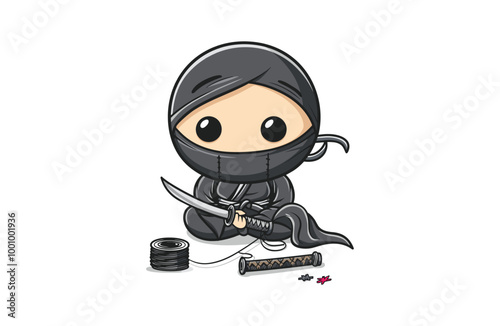 Ninja logo vector icon illustration