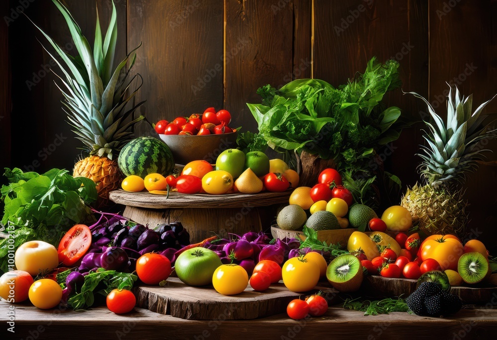 colorful display fresh ingredients artful arrangements showcasing bright hues textures visually appealing presentation, colors, vegetables, fruits, herbs colorful display fresh ingredients artful arrangements showcasing bright hues textures visually appealing presentation, colors, vegetables, fruits, herbs