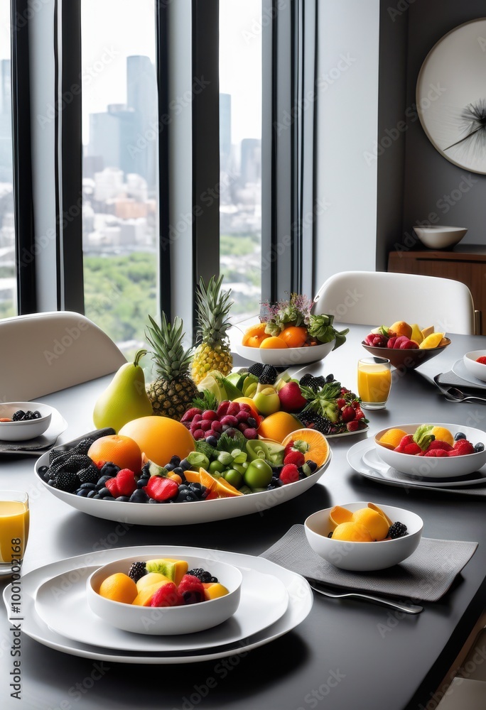 colorful allergen free dishes arrayed modern sleek table surrounded bright ambiance, vibrant, design, ingredients, freshness, style, presentation, meal colorful allergen free dishes arrayed modern sleek table surrounded bright ambiance, vibrant, design, ingredients, freshness, style, presentation, meal