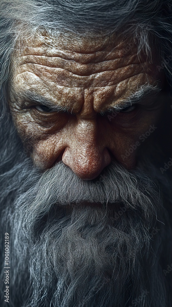 Intense Portrait of an Elderly Man with a Long Grey Beard Intense Portrait of an Elderly Man with a Long Grey Beard