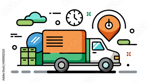 Delivery Truck icon set silhouette on white background