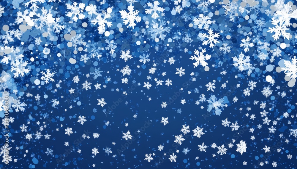 Fototapeta premium Snowflakes Background. Winter Pattern. Blue Winter Background. Falling Snow.