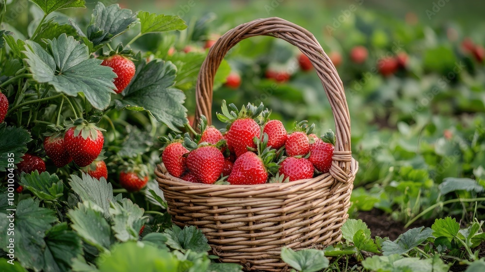 strawberries in a basket. Selective focus strawberries in a basket. Selective focus