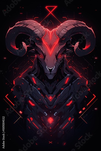 Cybernetic Ram with Neon Lights