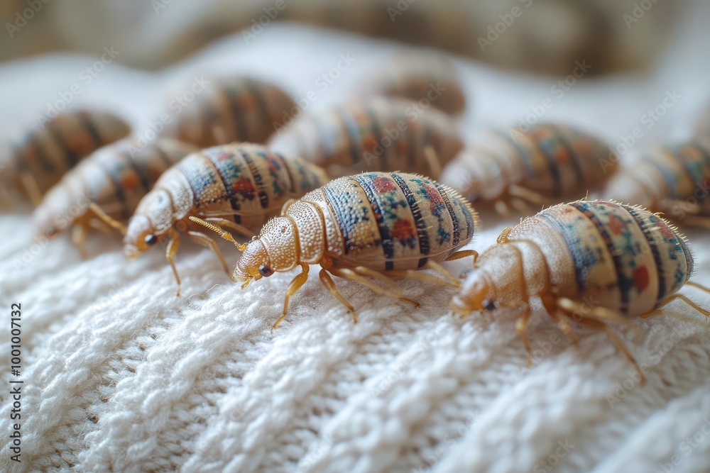 closeup view of bed bugs on white cloth showcasing detailed texture and color emphasizing the need for awareness in pest control and hygiene closeup view of bed bugs on white cloth showcasing detailed texture and color emphasizing the need for awareness in pest control and hygiene