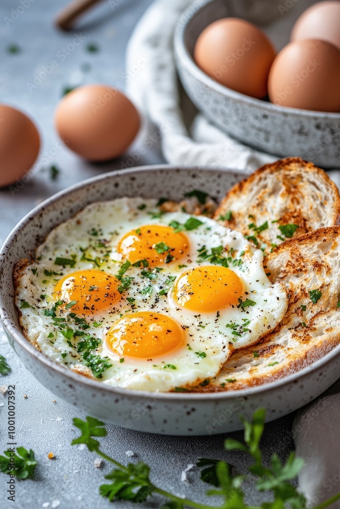 fried eggs in a plate on the table. Selective focus fried eggs in a plate on the table. Selective focus