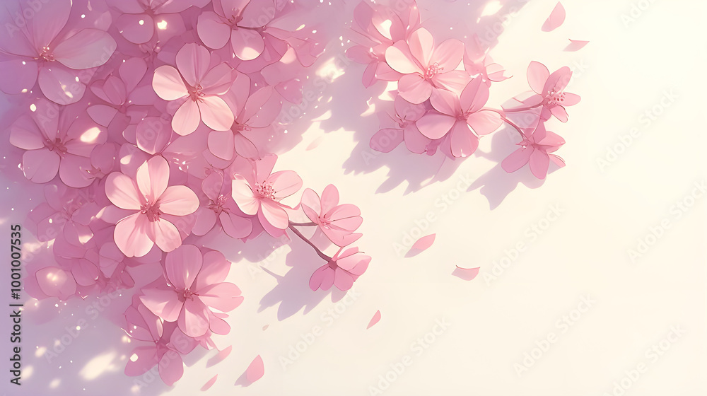 Delicate pink cherry blossoms, soft light, gentle breeze, dreamy atmosphere Delicate pink cherry blossoms, soft light, gentle breeze, dreamy atmosphere