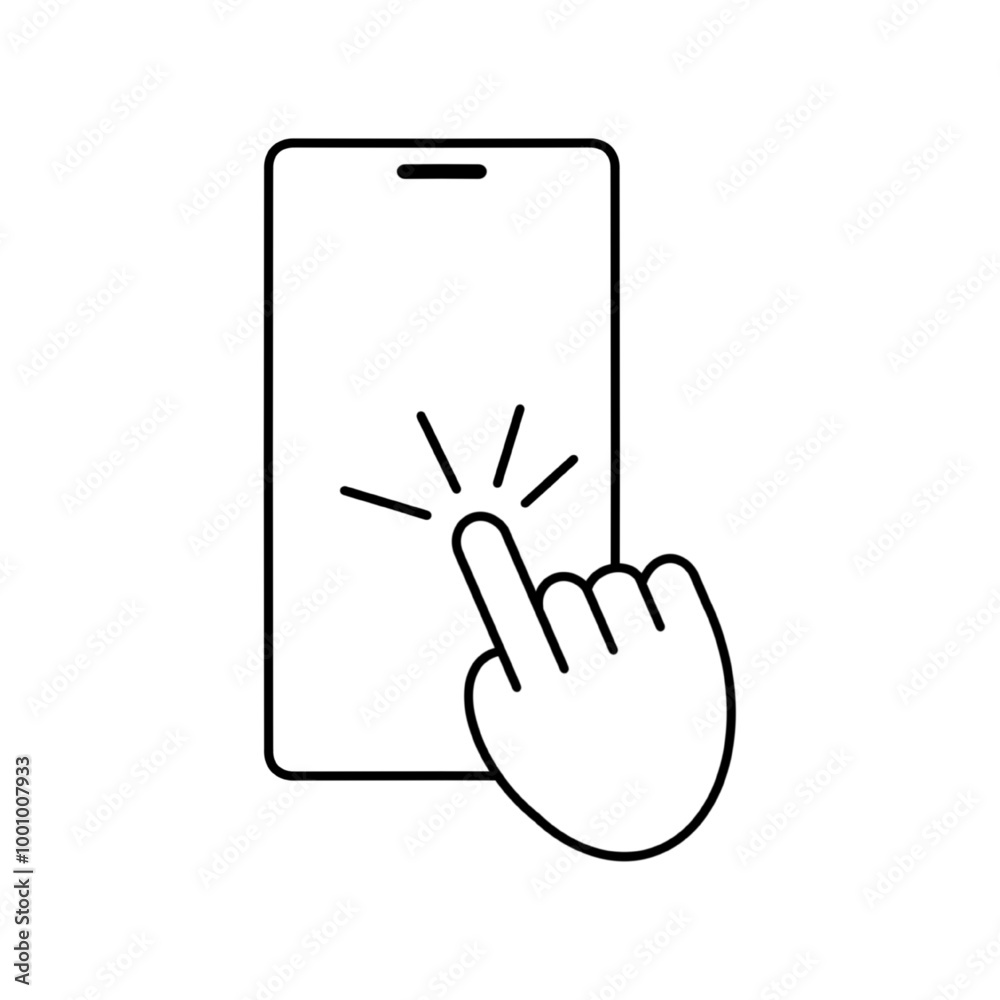 Smartphone screen with hand, Touch screen icon, icon vector illustration Smartphone screen with hand, Touch screen icon, icon vector illustration