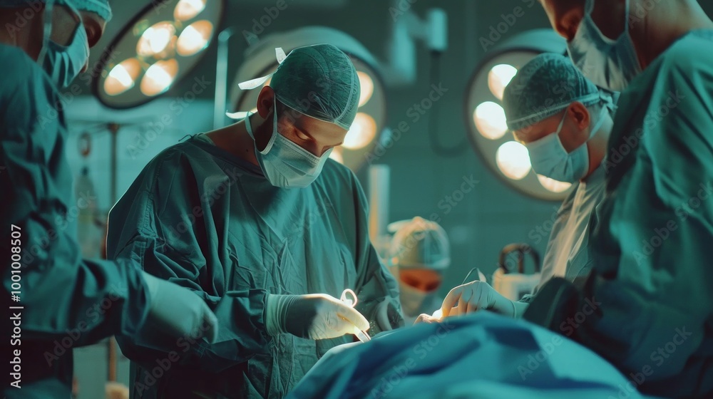 A group of surgeons are performing a surgery A group of surgeons are performing a surgery
