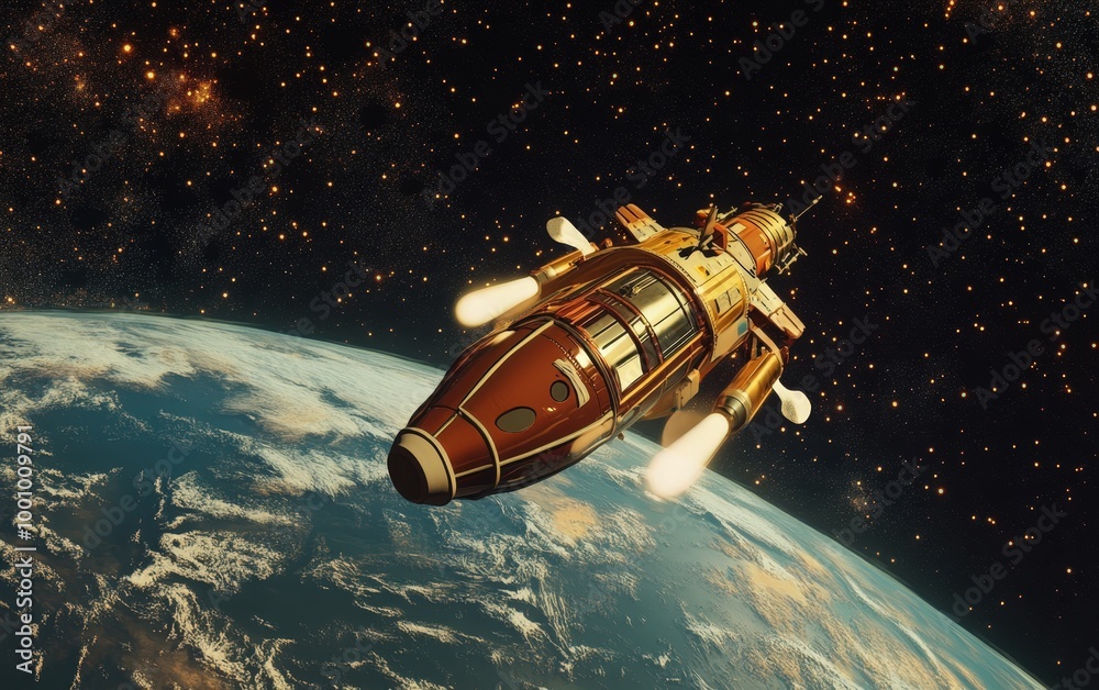 futuristic spacecraft orbiting the earth futuristic spacecraft orbiting the earth